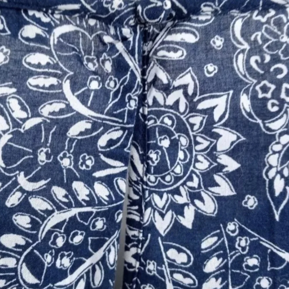 Madewell‎ Blue Paisley Garden Print Ruffle Shoulder Top